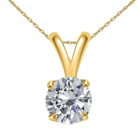 Aonejewelry 0.25 CT Round White Diamond Solitaire Pendant In 14K Gold