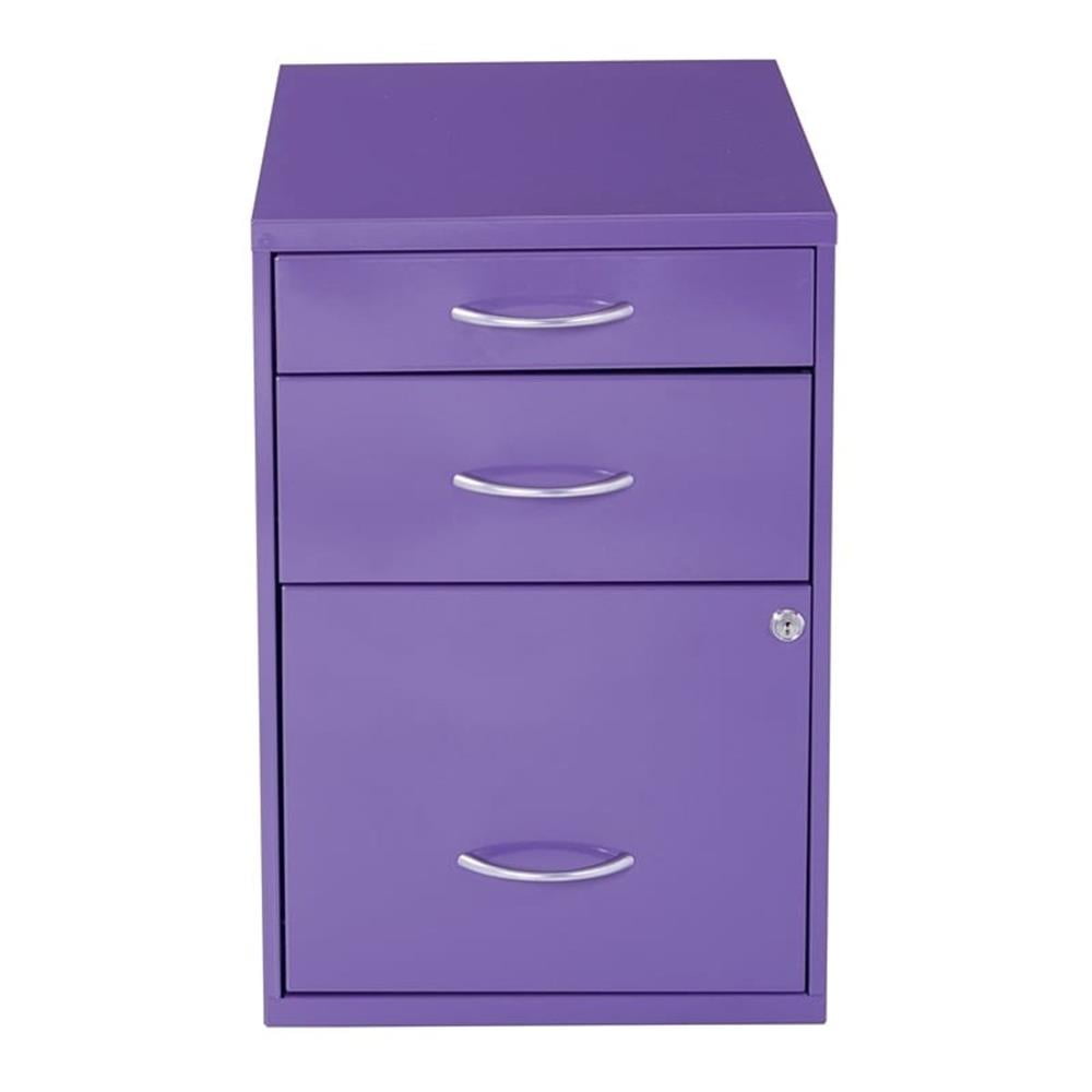 Scranton & Co 22" Modern Metal Pencil Box Storage File Cabinet in Purple