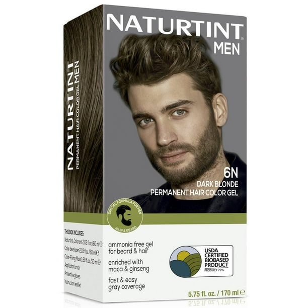 Naturtint 6N Rubio Oscuro Color De Cabello Permanente Para Hombre Para Barba Y Bigote (Paquete De 1), Sin Amoníaco, Hasta 100% De Cobertura De Canas, Resultados De Aspecto Natural Y Duraderos