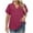 Hot Pink, variant on Aofany Womens Plus Size T-Shirts Casual V Neck Puff Short Sleeve Summer Tops Tunic Blouses