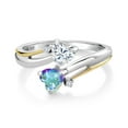 thumbnail image 2 of Gem Stone King 925 Silver and 10K Yellow Gold Mercury Mist Mystic Topaz Ring Set with Moissanite (1.00 Cttw), 2 of 5