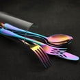 thumbnail image 6 of 30pcs Rainbow Stainless Steel Flatware Set, Iridescent Silverware for 5, Mirror Polished Multicolor Cutlery, Dishwasher Safe, Ideal for Home Party Restaurant Use, 6 of 10