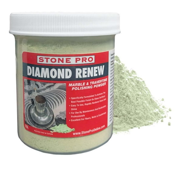 Renew Polishing Powder - Abrasive for Marble, Travertine & Limestone - Professional Grade - Restores & Enhances Shine - Easy to Use (1 lb)