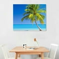 thumbnail image 3 of ONETECH  Wall Art Canvas Painting Palms and Beach A Beach With Palm Trees on White Beaches and Blue Oceans Picture Poster Print Framed and Stretched Ready to Hang for Living Room Bedroom, 3 of 5
