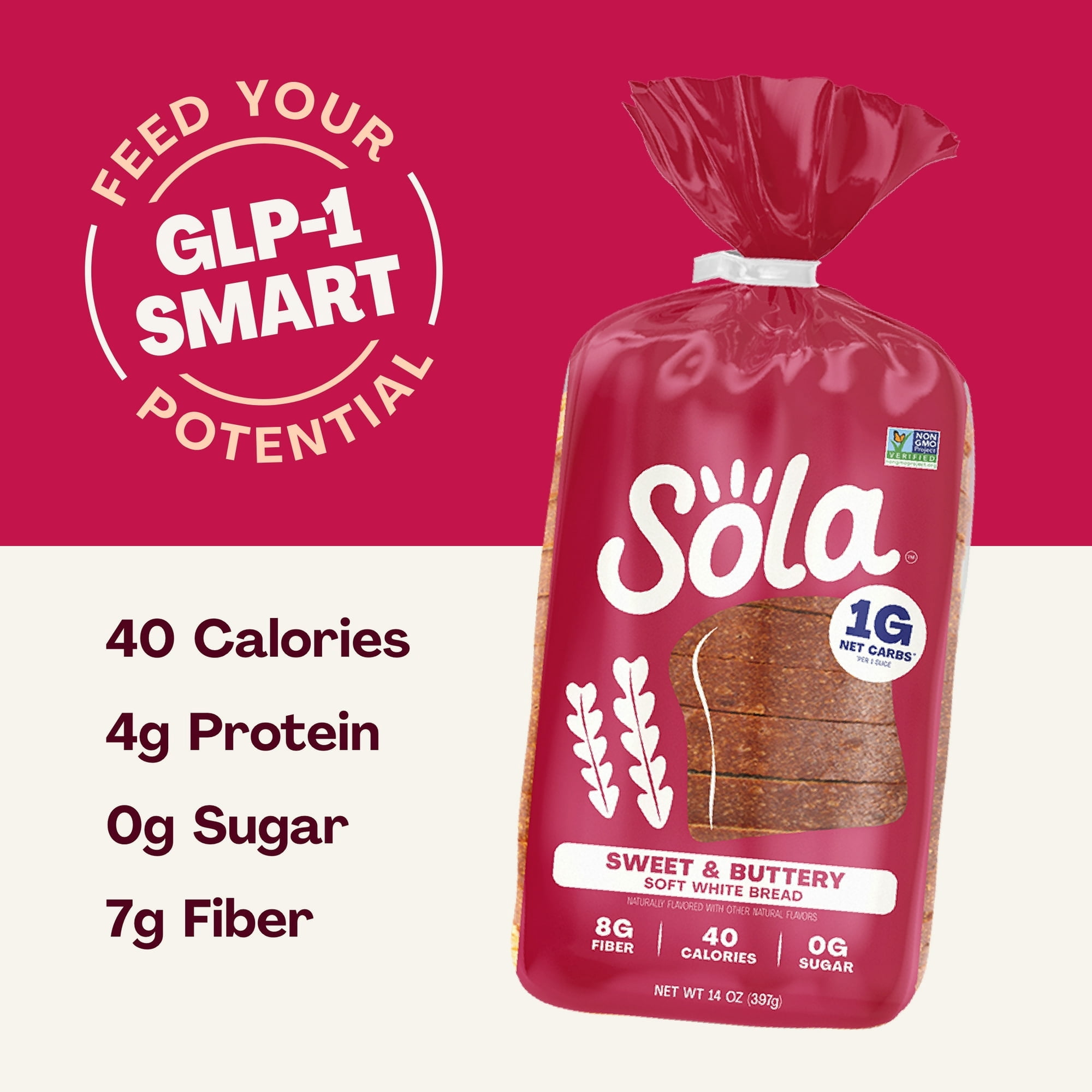 Sola Sweet & Buttery Sliced Bread, Soft White Bread, Non-GMO, 14 oz, Regular, Shelf-Stable