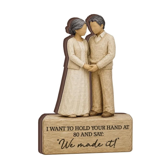 Wooden Couple Best Friend Figurine Forever Together Rustic Shelf Decor