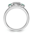 thumbnail image 3 of Auriga 925 Sterling Silver Double Round Created Emerald & Diamond Ring for Women Size- 7, 3 of 6