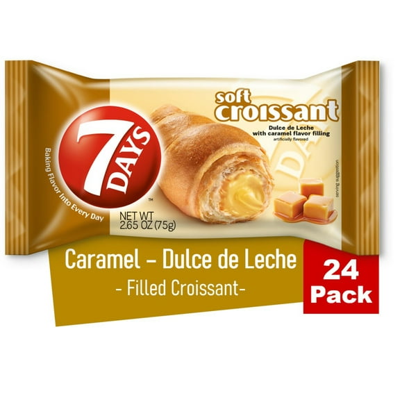 7Days Soft Croissant, Caramel Croissant, Non-GMO (Pack of 24)