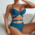 thumbnail image 5 of ylioge Womens Swimsuits Bikini Separates Bathing Suits Trendy Solid High Waisted Tie Backless Beach Built in Bras Swimwear Sets, 5 of 7