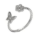thumbnail image 3 of Flower Butterfly Zircon Open Ring Size 7, 3 of 6