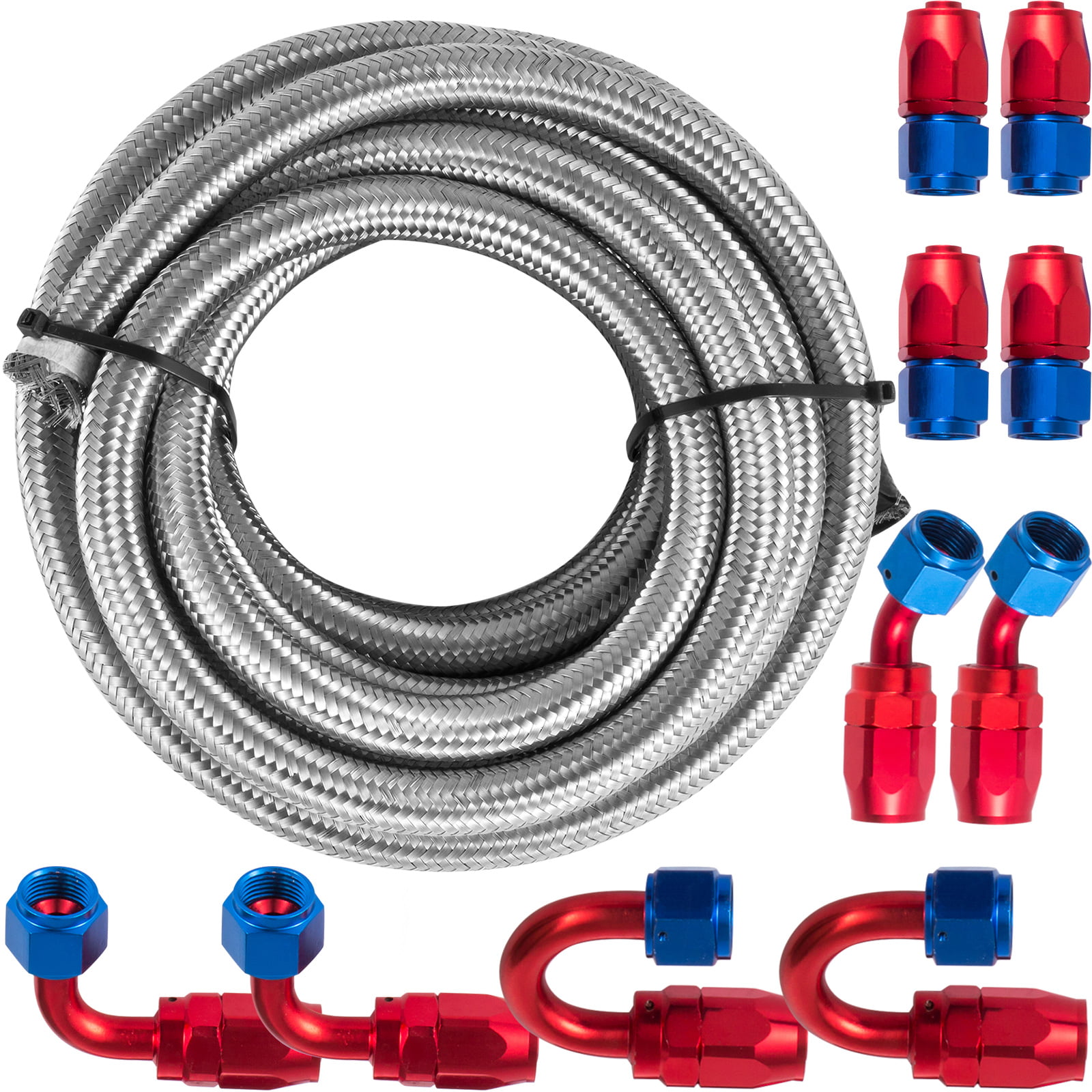 Details about   AN6 Stainless Steel Braided Fuel Line E85 Fitting Hose End Adaptor Kit 20FT 