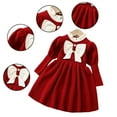 thumbnail image 4 of Esaierr Toddler Girls Knit Dress Baby Princess Dress Girls Long-Sleeved High Neck Vintage Bow Tie Dress Autumn Winter Fashion Long Skirt for 1-4Y, 4 of 5