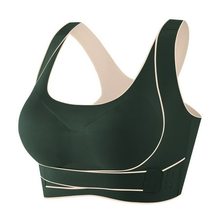 Gyexs Women s Front Staggered Buckle Latex Yoga Exercise Vest Strapping Support Bra Bras for Women Green Size XXL