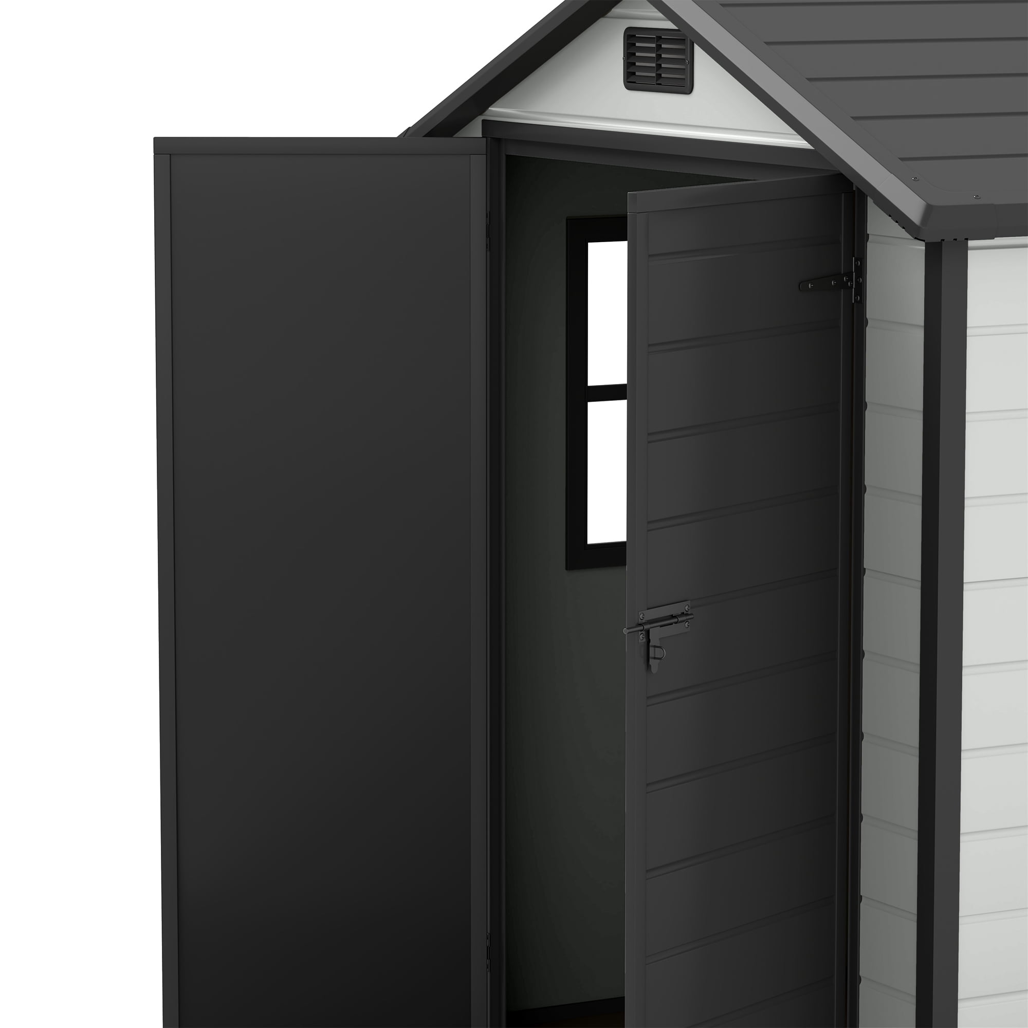 Craftian Plastic Outdoor Shed,6.2x3.4ft All-Weather Resin Storage Shed with Reinforced Floor Lockable Door Garage Patio Garden Storage Shed