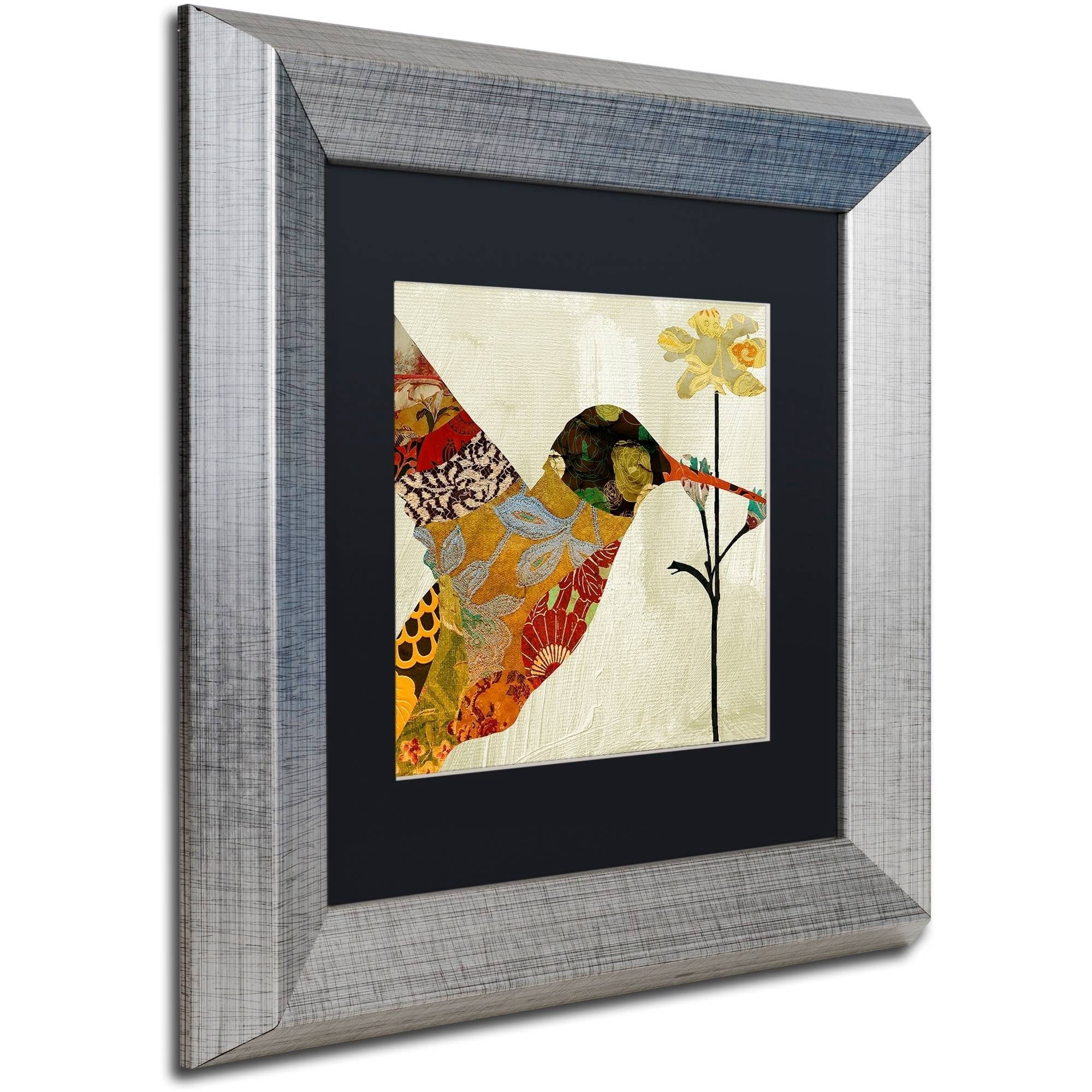 Trademark Fine Art "Hummingbird Brocade III" Canvas Art by Color Bakery Black Matte, Silver Frame