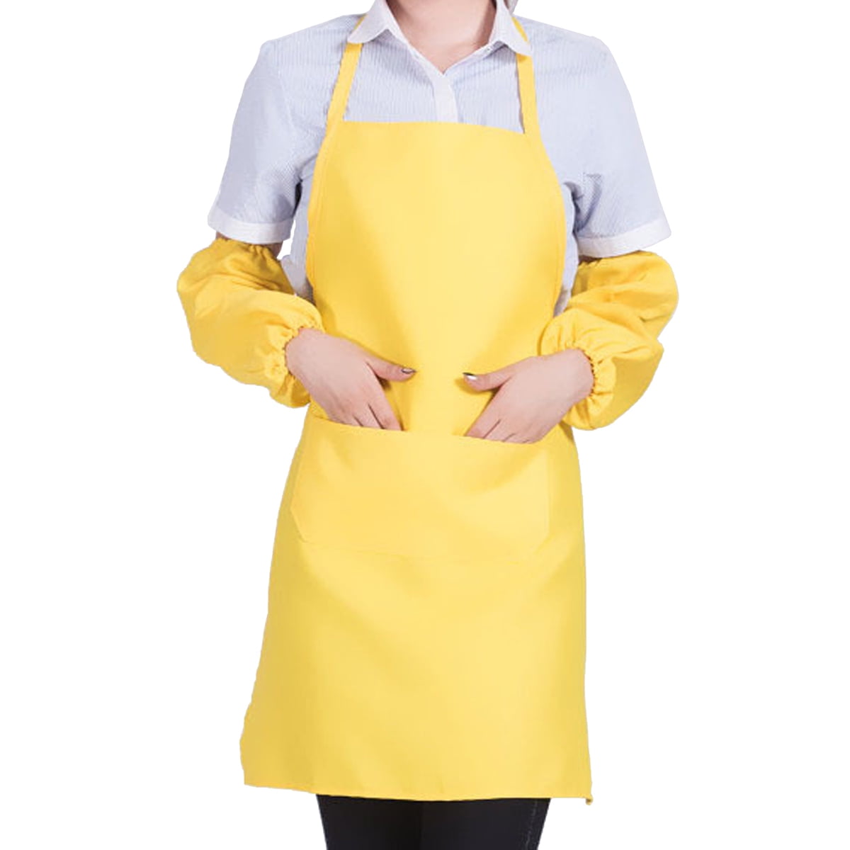 DESIGN & Plain Unisex Cooking Catering Work Apron Tabard with Twin Double Pocket 