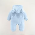 thumbnail image 4 of QUYUON Unisex Baby Fleece Jumpsuits Infant Baby Boy Girl Thicken Warm Hooded Romper Snap Closure Lightweight Long Sleeve Fleece Bodysuits Fall Winter Outfits Clothes Light Blue 12 Months, 4 of 5