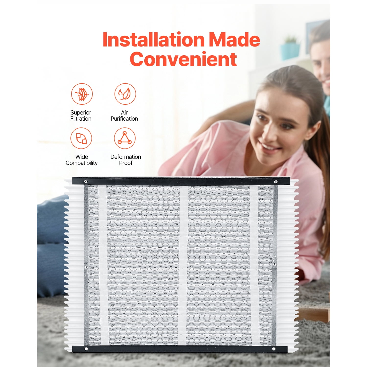 KFFKFF 20 x 25 x 4 Furnace Filter, MERV 16 HVAC AC Filters, Electrostatic Pleated Air Conditioner Filters, 2-Pack (Actual Size: 20.47 x 25.20 x 3.98 Inch) for Reducing Dust, Smog, and Pet Dander