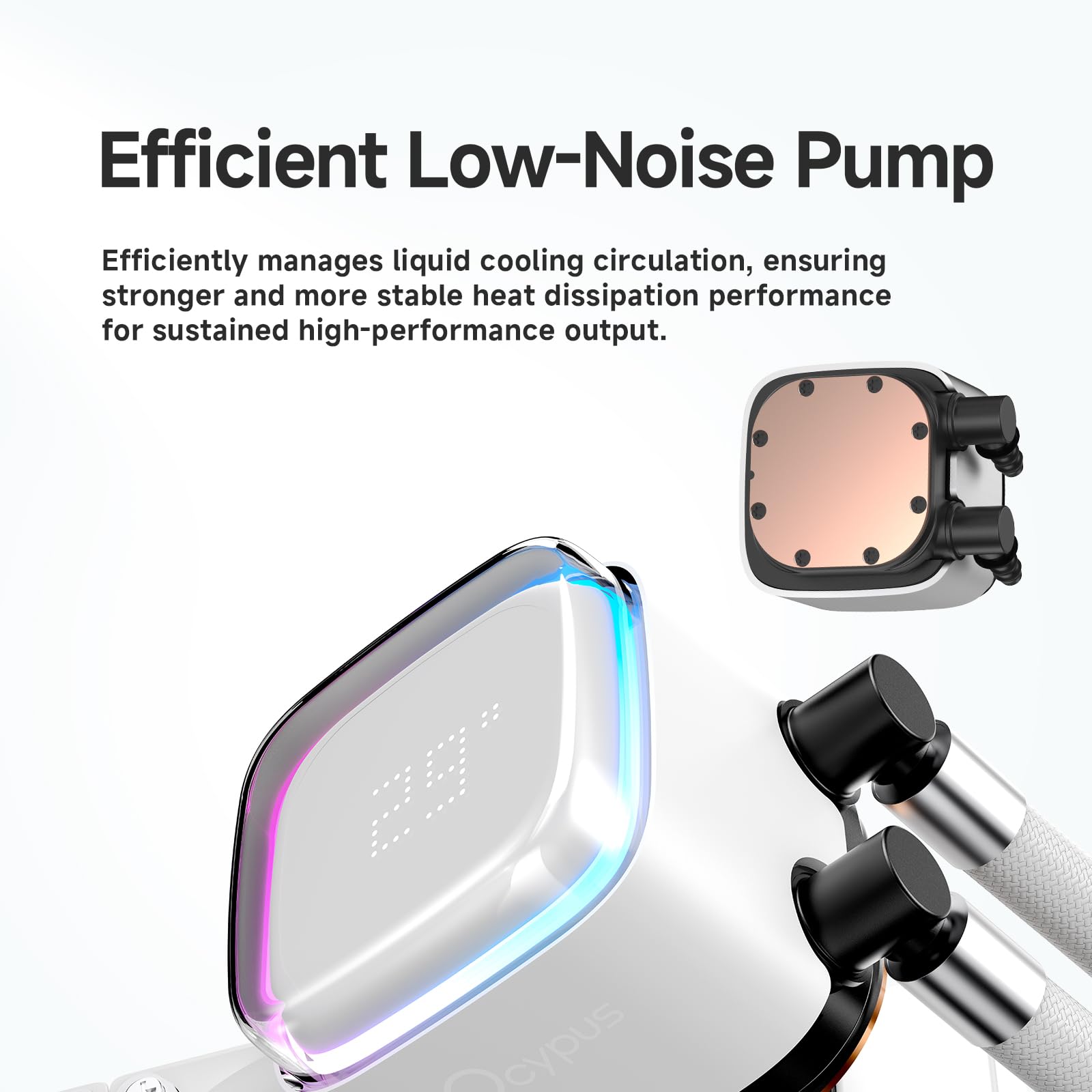 Ocypus iota L36 Digital Display CPU Liquid Cooler White | ARGB Lighting Control | High Performance Pump | 2000RPM PWM Fan |360mm AIO Cooler for LGA 1700/1200/115X/18XX, AMD AM4/AM5