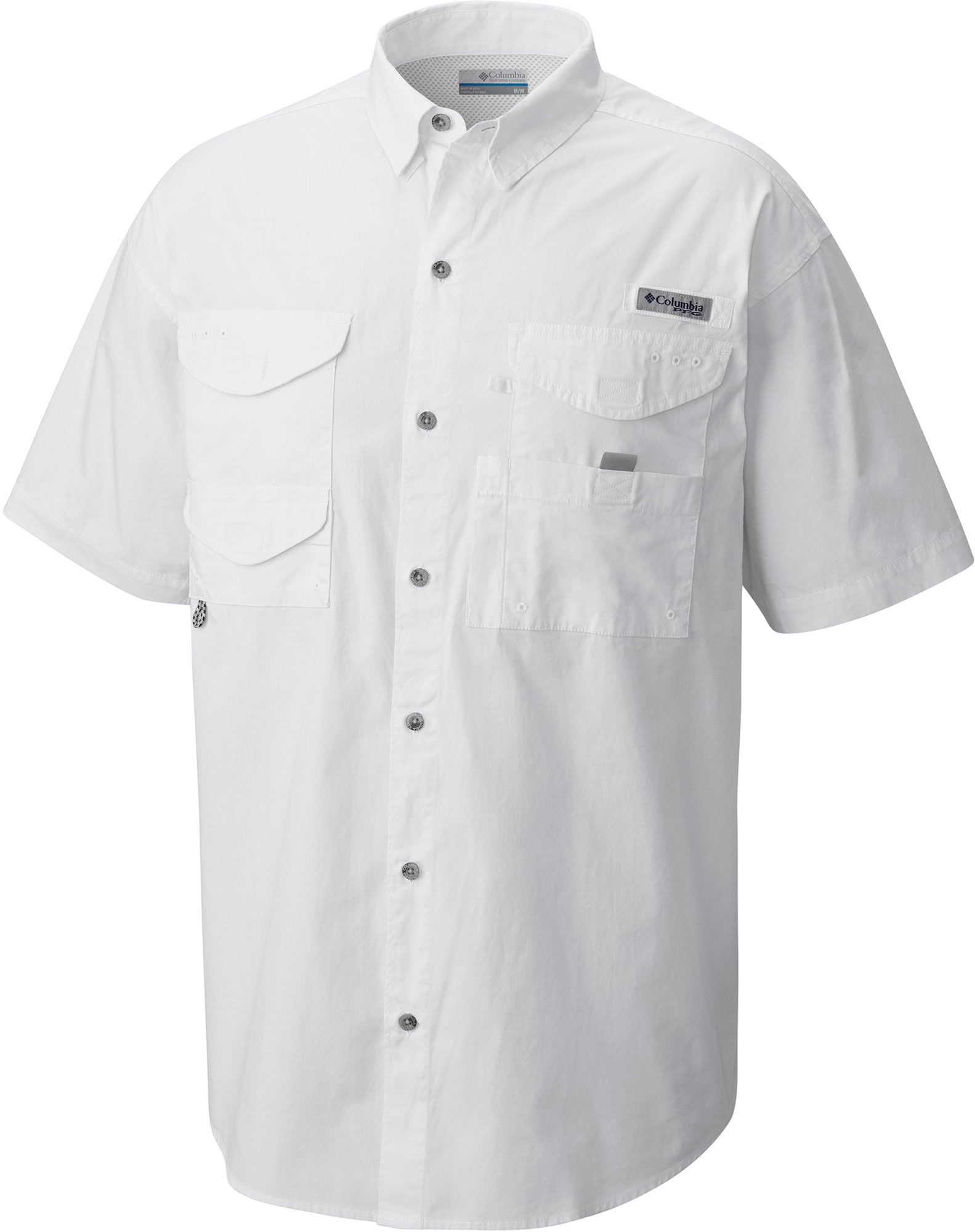 X-Large Cotton White Cap Relaxed Fit Columbia Youth Boys PFG Bonehead Short Sleeve Shirt