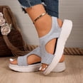 thumbnail image 5 of Xfvqtps Womens Knit Slip on Sandals Open Toe Casual Slides with Low Wedge Stretch Comfortable Breathable Walking Summer Shoes, 5 of 9