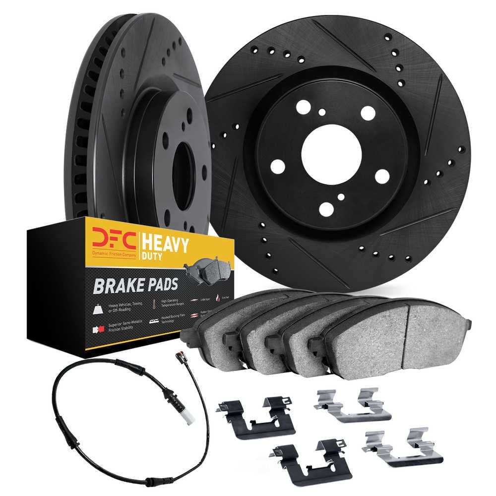 Dynamic Friction Company 8222-63003 DFC Rotors-Drilled and Slotted-Black with Heavy Duty Brake Pads