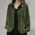 thumbnail image 5 of Zpanxa Fleece Jacket Women Corduroy Button Front Long Sleeve Shirt Jacket Loose Fit Solid Color Casual Lightweight with Pockets Fall Outerwear, 5 of 7