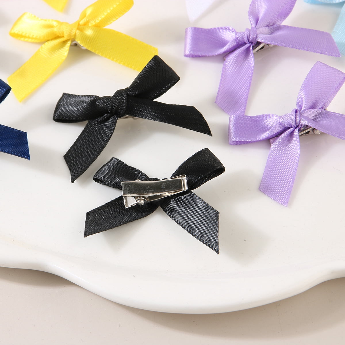 30 Pcs Mini Hair Bows Clips, 1.57" Small Satin Bow Hair Clips for Girls Women, Cute Ribbon Bow Hair Barrettes for Hair Styling