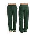 thumbnail image 3 of Mens Causal Linen Trousers Solid Color Drawstring Loose Fit Lightweight Pants Beach Trousers with Pockets, 3 of 7