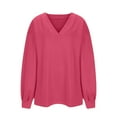 thumbnail image 5 of Itsame Womens Sweatshirts, Solid Color Casual Loose V Neck Oversized Tees Hot Pink XL, 5 of 5