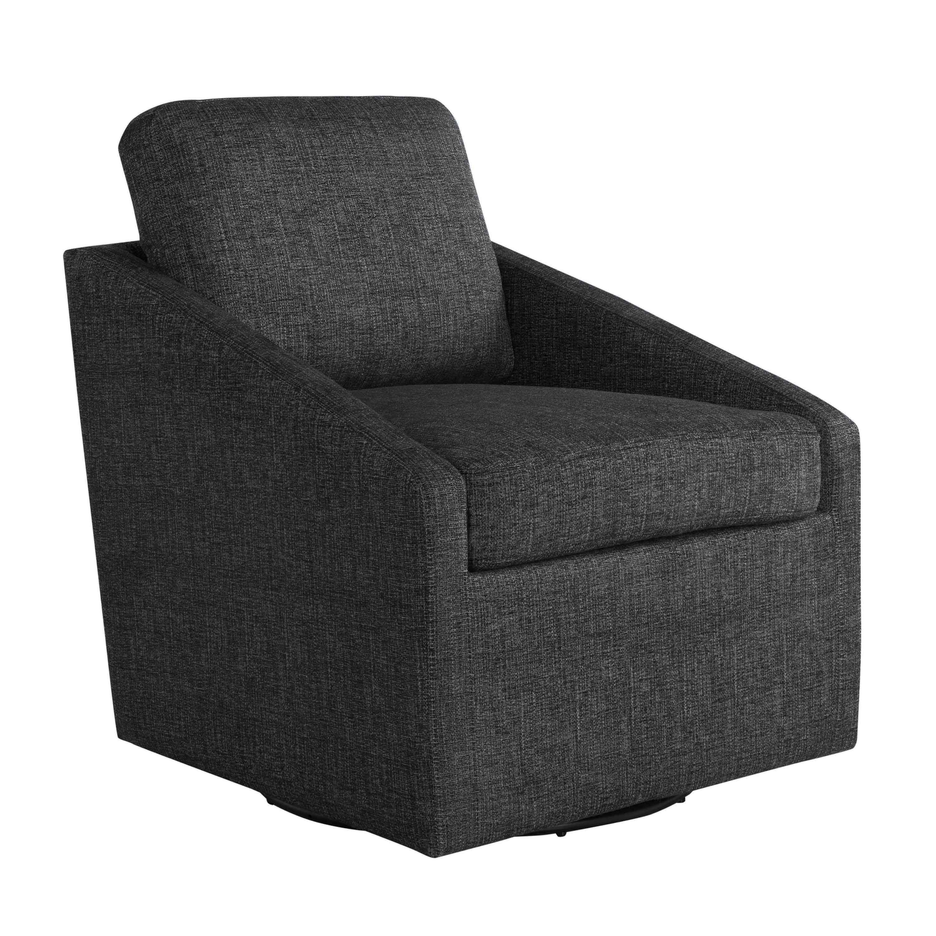 Studio Living Harvard Modern Swivel Accent Chair, Black Chenille Fabric