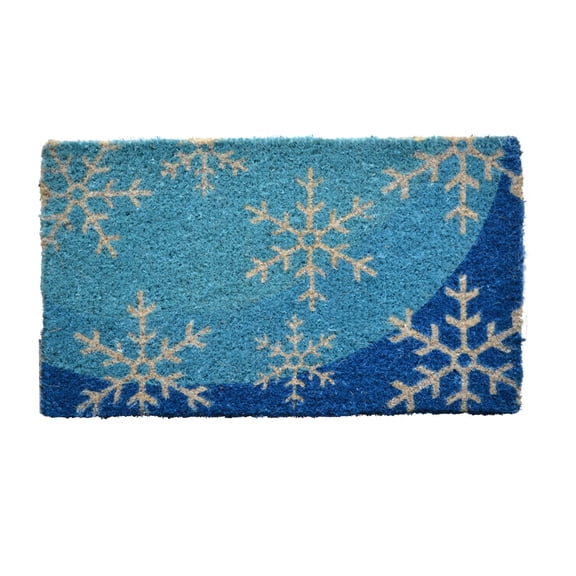30" Blue and White Rectangular Blue Flakes Basic Coir Door Mat