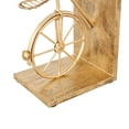 thumbnail image 6 of DecMode 6" Bike Gold Metal Bookends with Wood Accents (Set of 2), 6 of 14