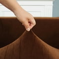 thumbnail image 6 of TOPCHANCES L Shape Sofa Covers Stretch 2 Piece Sectional Couch Slipcovers Furniture Protector  3+4 Seater, with 4pcs Pillowcases, Brown, 6 of 11