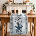thumbnail image 2 of Table Runner 120 Inches Long for Kitchen Dining, Country Star Blue Dresser Scarf Farmhouse, Dining Table Decorations for Wedding/Parties, Farmhouse Vintage Branches Wooden 13 x 120 In, 2 of 8
