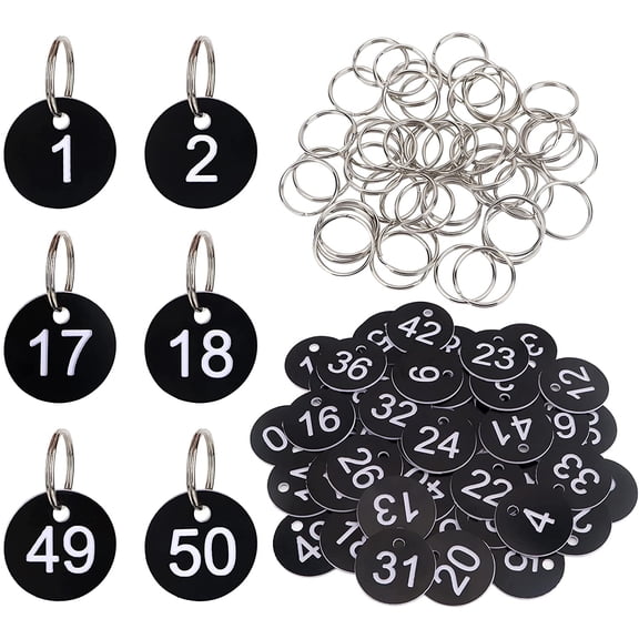Numbers Tags, Plastic Numbered Tags Round Numbered Key Tag Key Chains