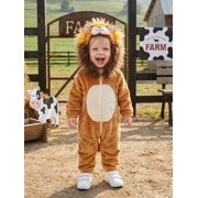 RUINIXCW Toddler Baby Lion/Horse Cosplsy Zip Front Plush Long Sleeve Hooded Jumpsuit