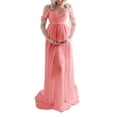 thumbnail image 2 of Vestido de Mujer Embarazada Elegante Maxi Vestido de Maternidad de Longitud Completa Fuera del Hombro Vestido de Maternidad Frontal Dividido para Sesión de Fotos Fiesta de Boda ANGGREK Otros, 2 of 6