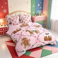 thumbnail image 2 of Manfei Red-Green Animals 7-Piece Twin Bedding,Modern Christmas Candy Cane Bedding Comforter Set,Pink Reversible, 2 of 7