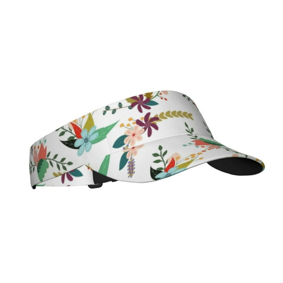 Balery Pretty Floral With Leaves Sport Wear Athletic Visor Sun Sports Visor Hat Visor Adjustable Cap for Women and Men (One Size)