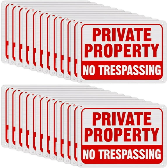 2 No Trespassing Signs Private Property Metal Reflective Aluminum No Trespassing Sign Weatherproof Warning Signs for Property Security Outdoor Yard Home, 7 x 10 Inch (Yellow, Black)
