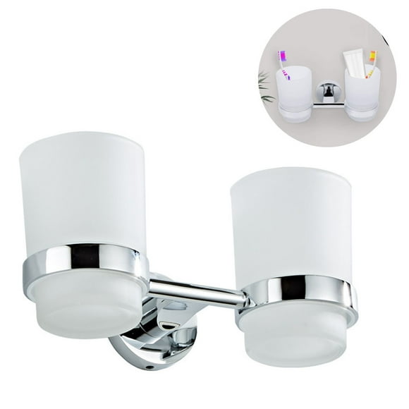 Organizador de cepillos de dientes moderno para montar en la pared, elegante aleación de aluminio cromado, diseño minimalista, duradero y anticorrosivo, adecuado para baños o uso en hoteles, incluye