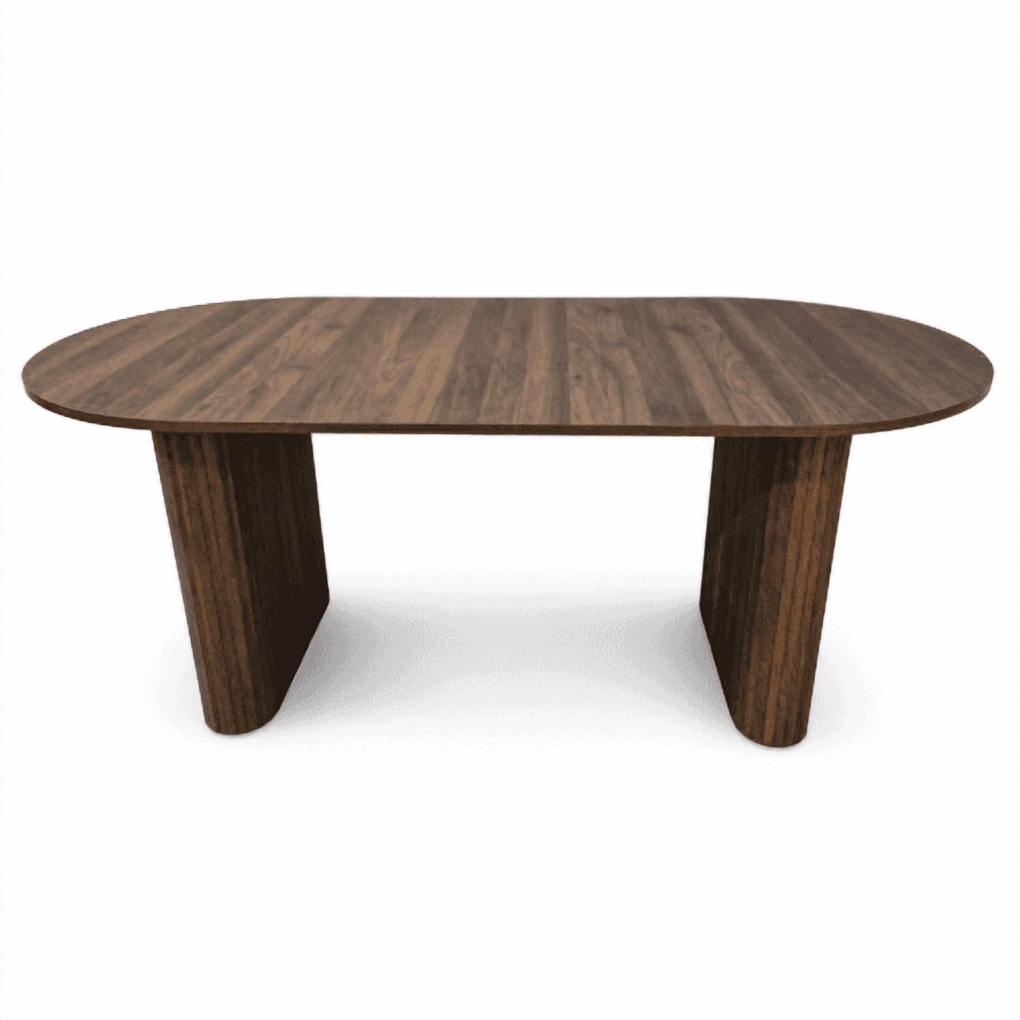 70.8" Oval Dining Table for 4-8 People, Modern Farmhouse Kitchen Table with Wood Strip Base, Walnut