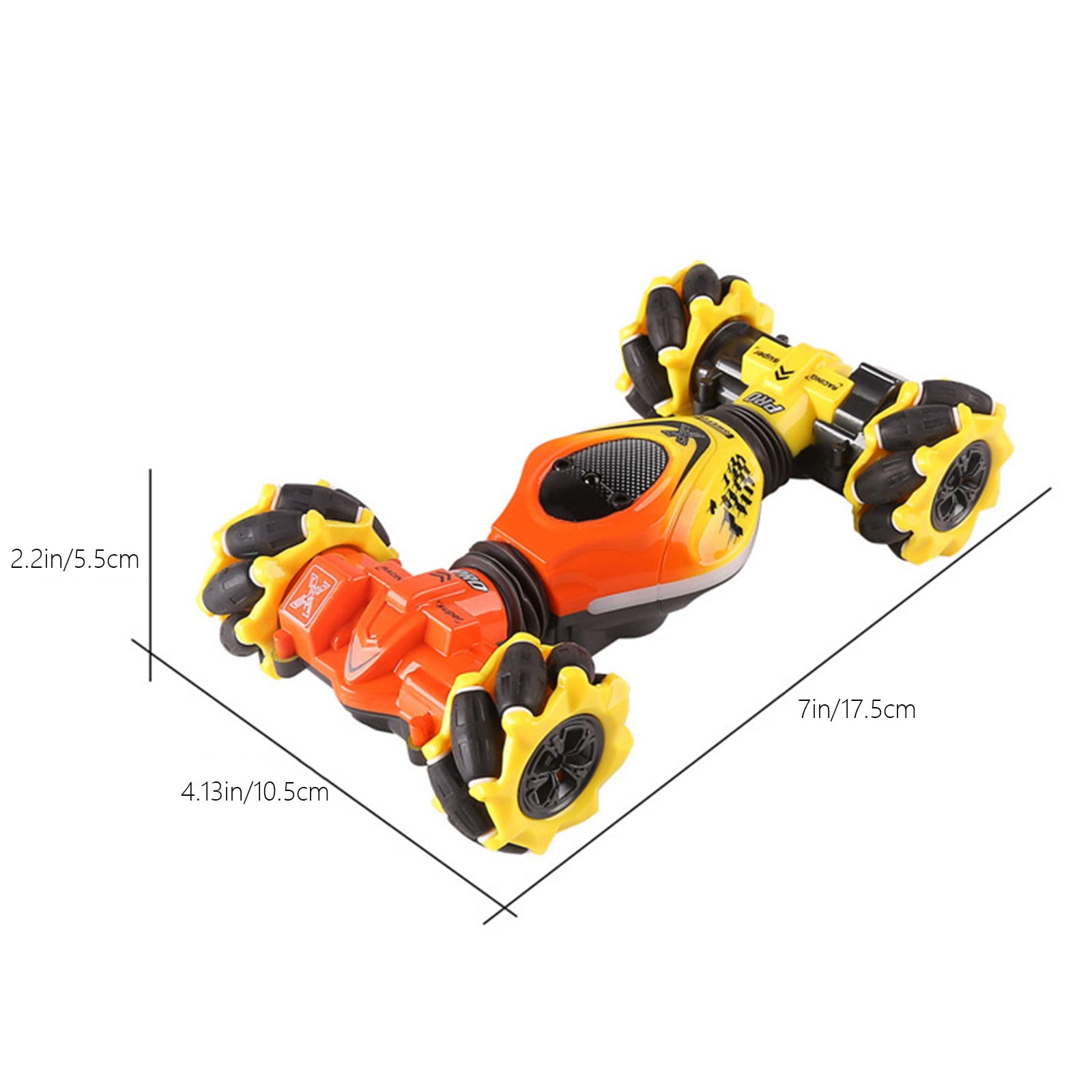 ​Mini Gesture Control RC Stunt Car - Double-Sided Driving, USB Rechargeable - Yellow Transformer Toy for Age 6+​​ Yellow