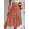 thumbnail image 4 of Women'S Summer High Waisted Flowy Slit Midi Skirts Casual Boho Floral Beach Skirt Orange XXL, 4 of 9
