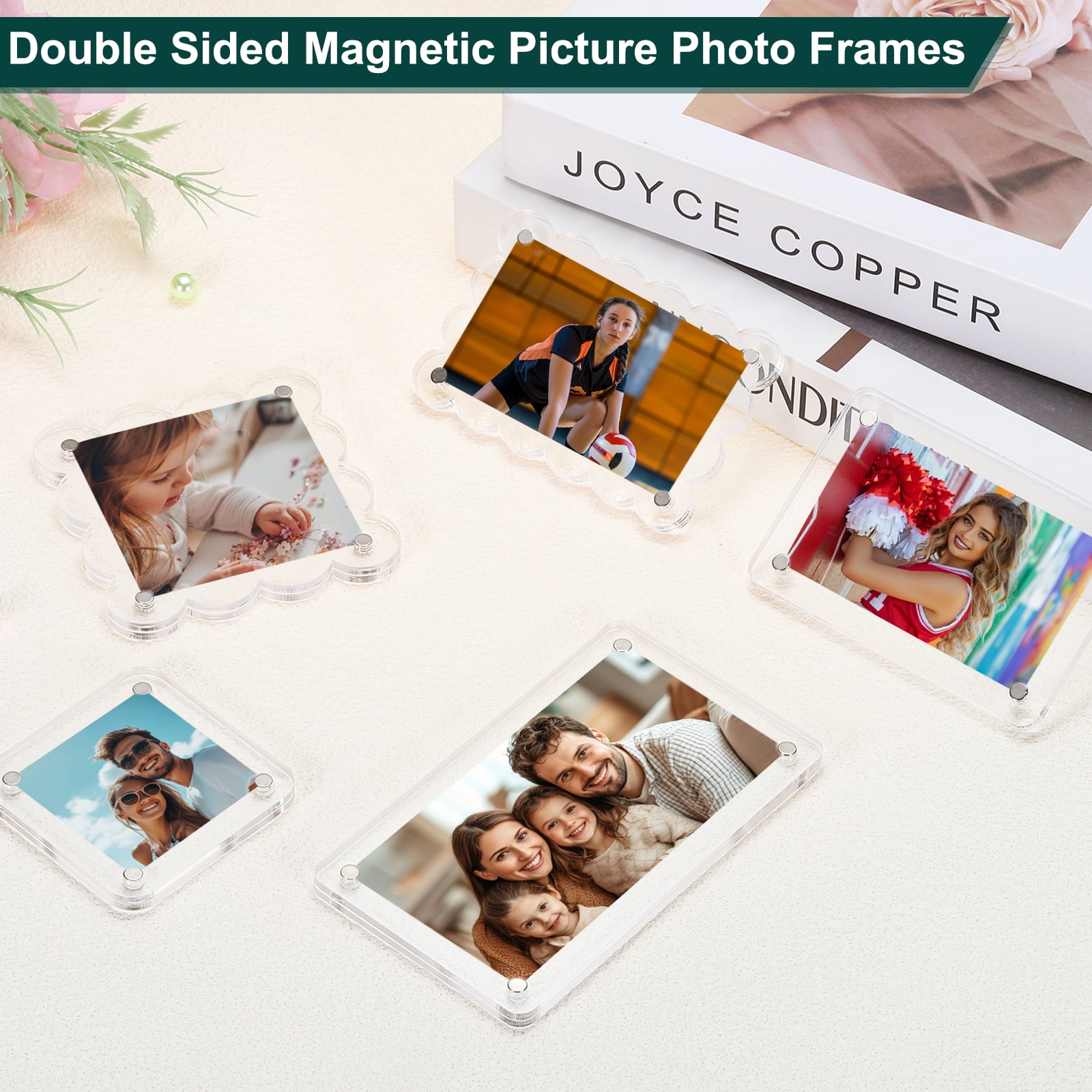Unique Bargains 5 Pcs Acrylic Fridge Magnetic Frame Clear 2.4" x 3.5"