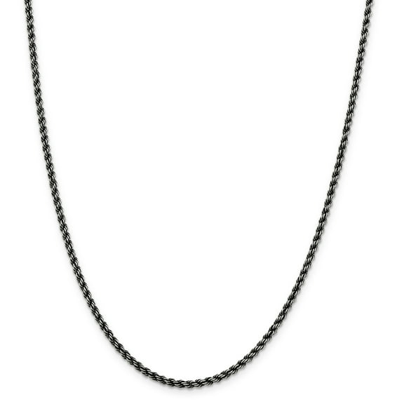 Primal Silver Sterling Silver Ruthenium 2.5mm Rope Chain