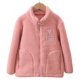 thumbnail image 2 of Otqutp 3-16 Years Outdoor Jacket Girl Fashion Korean Stand Collar Warm Thickened Coat Warm Cotton Fleece Thick Coat Long Sleeve Outwear(Pink,13-14 Years), 2 of 4