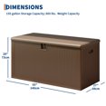 thumbnail image 2 of Coffre de Terrasse en Résine Robuste de 150 Gallons pour l'Extérieur – Étanche et Résistant aux Intempéries, Couvercle Verrouillable Sécuritaire, Grand Contenant de Capacité pour Patio, Jardin, Véranda, Cour Arrière – Brun, 2 of 7