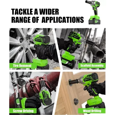 Topelectronic 2-in-1 12 inch Mini Chainsaw&Brushless Cordless 3/4" High Torque Electric Impact Wrench (1600Nm) with 2 Battery Outdoor Cordless Handheld Tool, Portable Electric Cordless Chainsaw Set